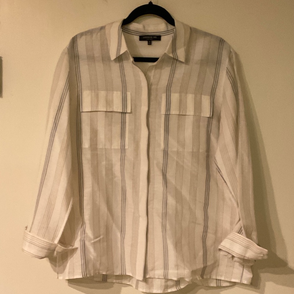 Lafayette 148 New York Striped Button Down Shirt